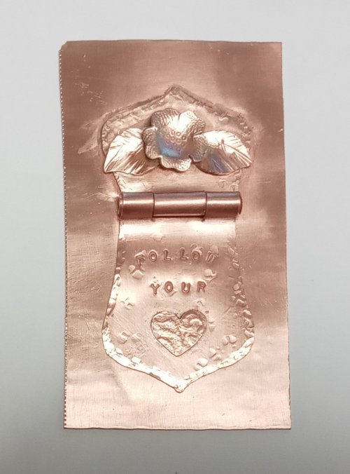 Judy Larson's Easy No Solder Hinges - , General Education, , cut out a backing piece of metal